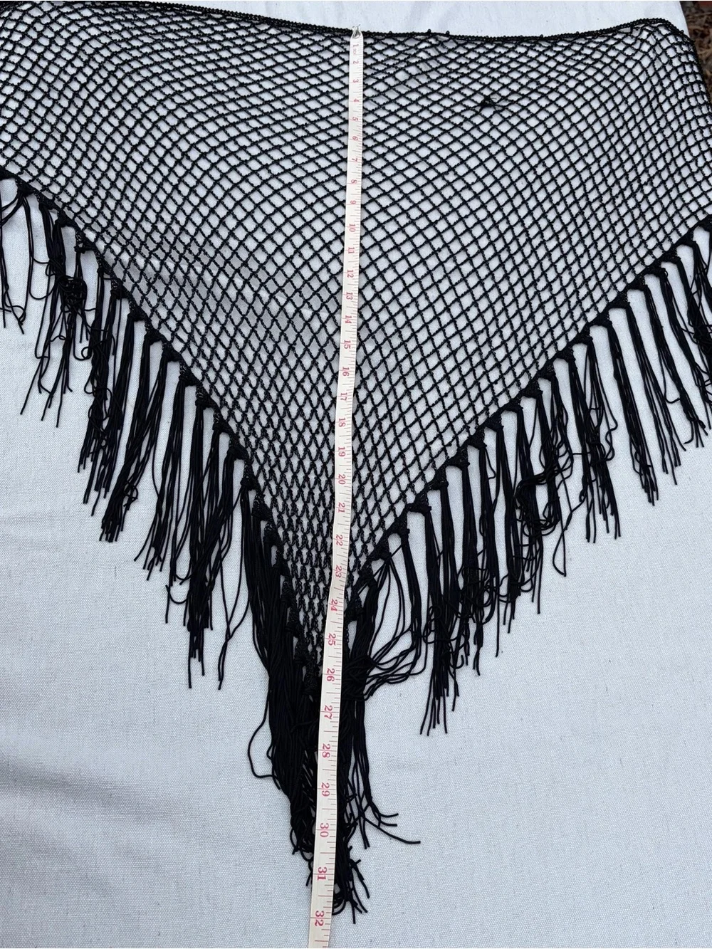 Black Crochet Beaded Fringe Shawl Wrap, Y2K Whimsygoth Festival Fairy Boho